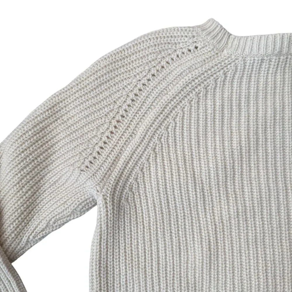 J. Crew Pointelle Sweater Wool Blend Cream White Medium